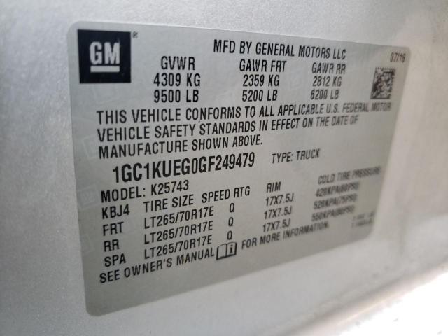 1GC1KUEG0GF249479 | 2016 CHEVROLET SILVERADO