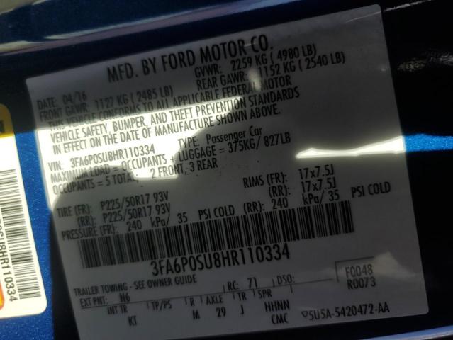 2017 FORD FUSION TIT - 3FA6P0SU8HR110334