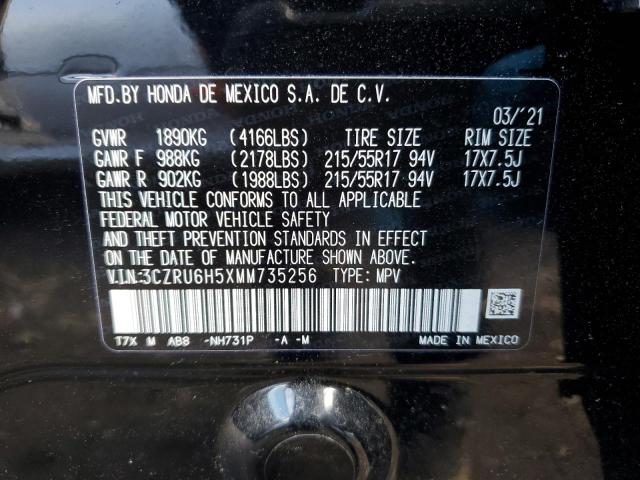 3CZRU6H5XMM735256 | 2021 HONDA HR-V EX