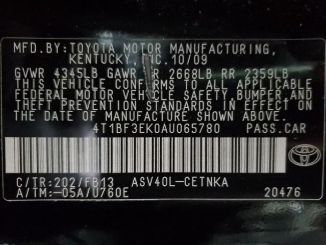 2010 Toyota Camry Base VIN: 4T1BF3EK0AU065780 Lot: 38832884