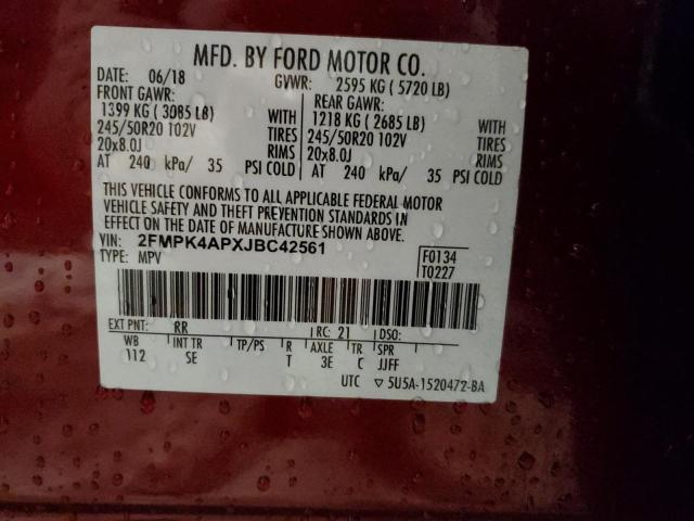 2FMPK4APXJBC42561 2018 FORD EDGE, photo no. 14