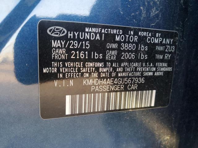 KMHDH4AE4GU567936 | 2016 HYUNDAI ELANTRA SE