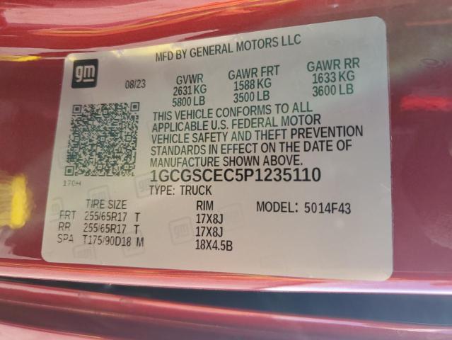 1GCGSCEC5P1235110 2023 Chevrolet Colorado Lt