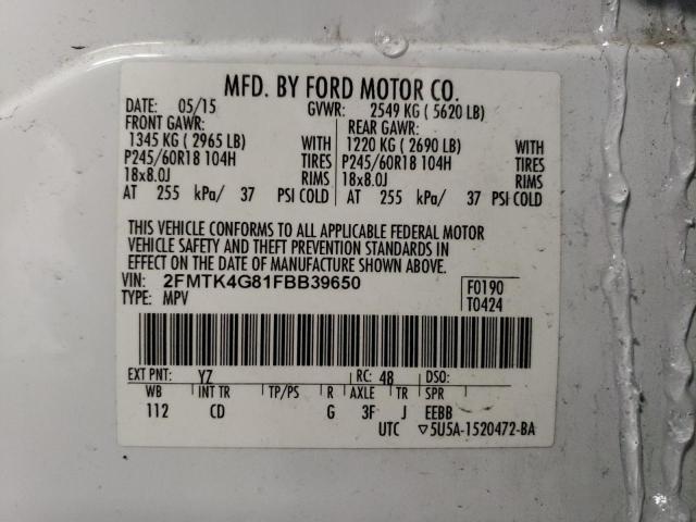 2FMTK4G81FBB39650 | 2015 FORD EDGE SE