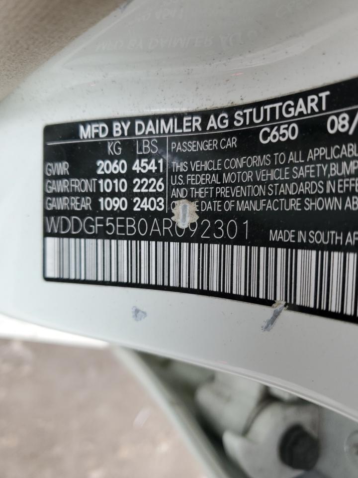 WDDGF5EB0AR092301 2010 Mercedes-Benz C 300