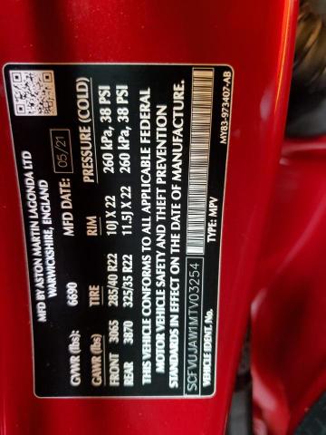 2021 ASTON MARTIN DBX - SCFVUJAW1MTV03254