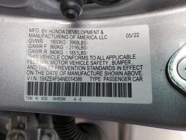 19XZE4F54NE014386 | 2022 HONDA INSIGHT EX