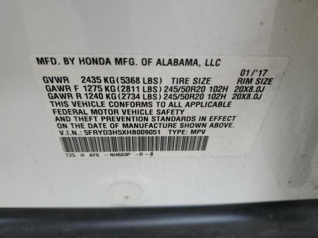 5FRYD3H5XHB009051 | 2017 ACURA MDX TECHNO