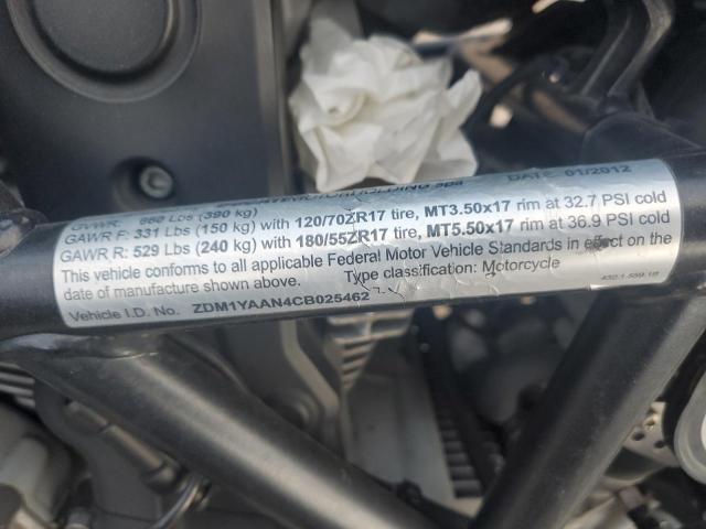 2012 DUCATI HYPERMOTAR ZDM1YAAN4CB025462