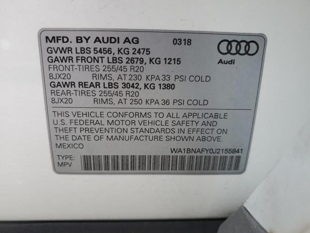 WA1BNAFY0J2155841 | 2018 AUDI Q5 PREMIUM