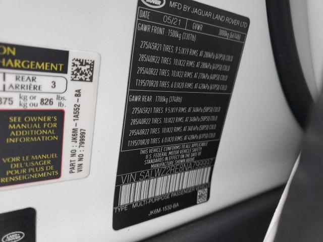 2022 LAND ROVER RANGE ROVE - SALWZ2RE8NA799997