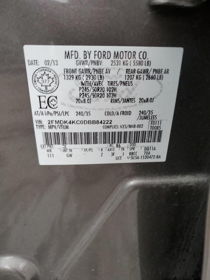 2FMDK4KC0DBB84222 2013 Ford Edge Limited