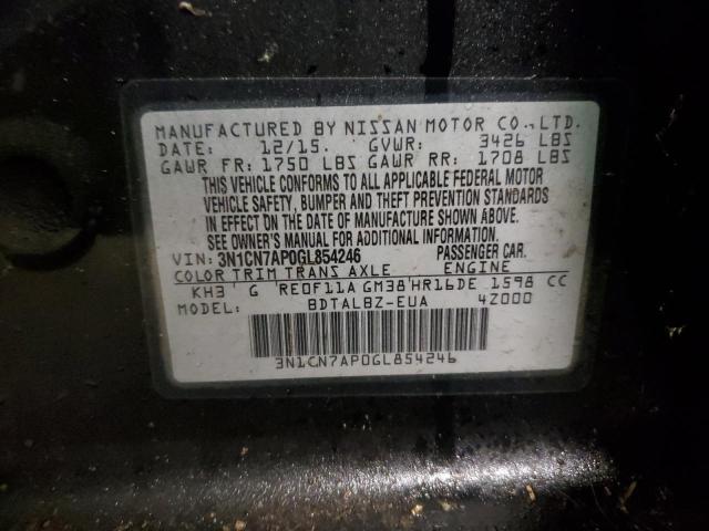 3N1CN7AP0GL854246 | 2016 NISSAN VERSA S