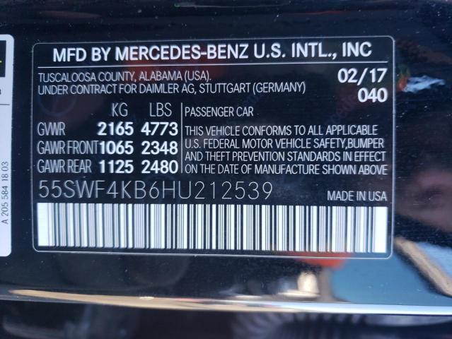 55SWF4KB6HU212539 | 2017 MERCEDES-BENZ C 300 4MATIC