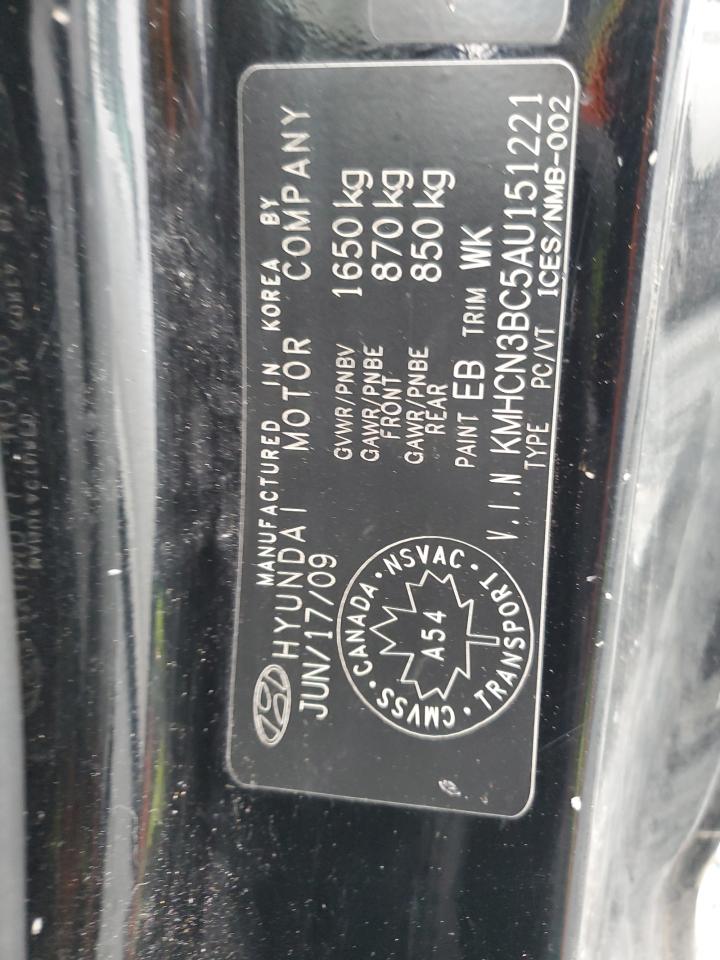 KMHCN3BC5AU151221 2010 Hyundai Accent Se