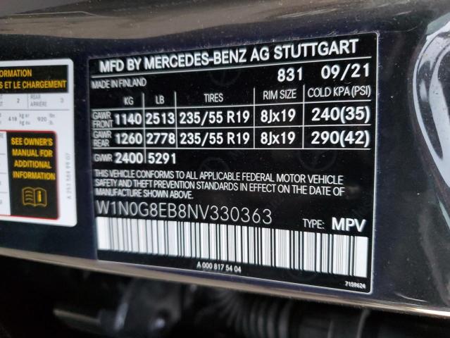 W1N0G8EB8NV330363 | 2022 MERCEDES-BENZ GLC 300 4M