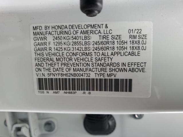 VIN 5FNYF8H62NB004732 2022 HONDA PASSPORT no.12