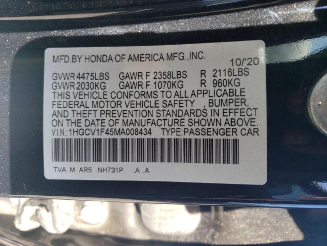 2021 HONDA ACCORD SPO 1HGCV1F45MA008434