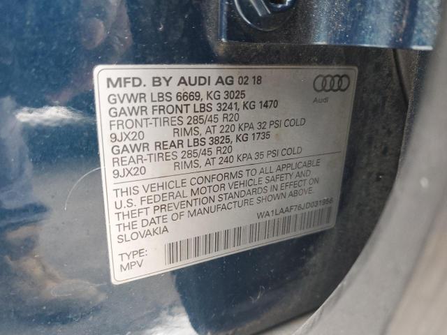 WA1LAAF76JD031956 2018 AUDI Q7, photo no. 12