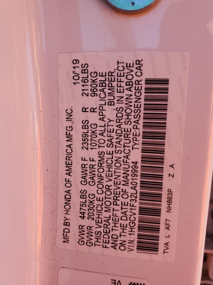 1HGCV1F32LA019994 HONDA ACCORD 2020