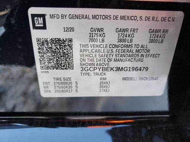 2021 CHEVROLET SILVERADO - 3GCPYBEK3MG196479