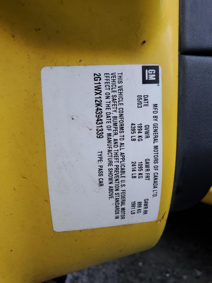 2G1WX12K439431339 2003 Chevrolet Monte Carlo Ss