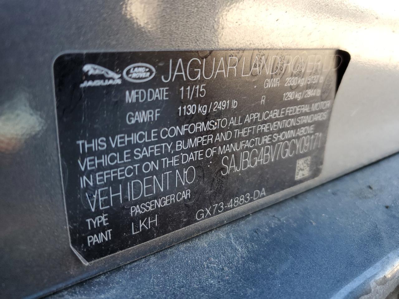 SAJBG4BV7GCY09171 2016 Jaguar Xf S