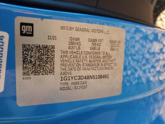 2022 CHEVROLET CORVETTE S - 1G1YC3D48N5108491