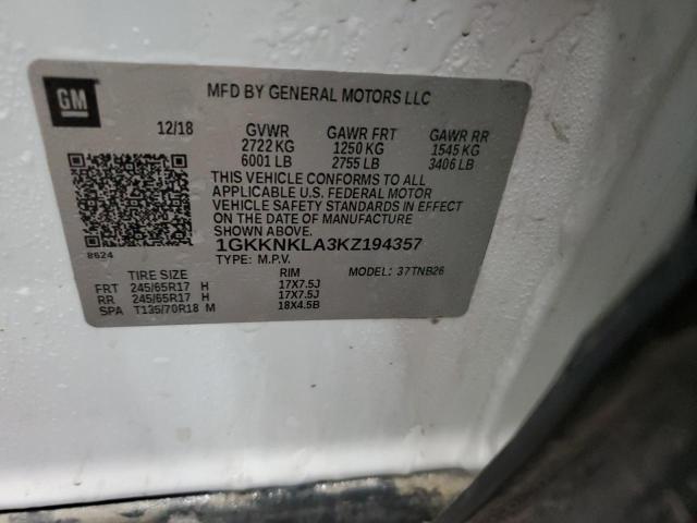 2019 GMC Acadia Sle VIN: 1GKKNKLA3KZ194357 Lot: 36925264