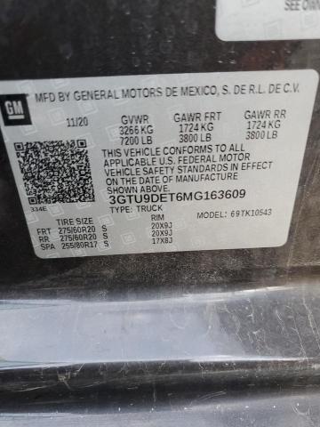 3GTU9DET6MG163609 | 2021 GMC SIERRA K15