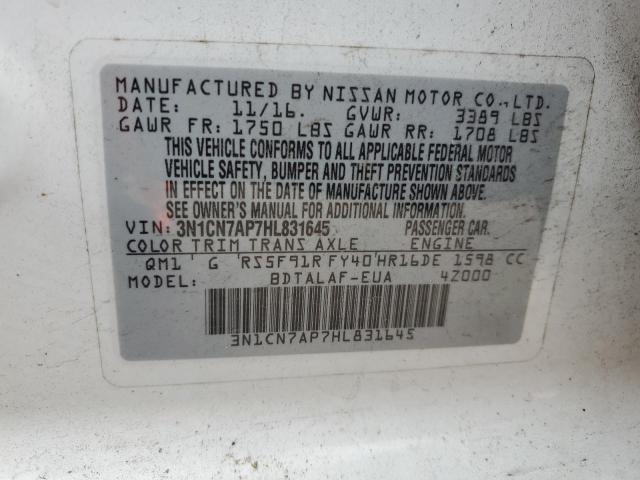 3N1CN7AP7HL831645 | 2017 NISSAN VERSA S