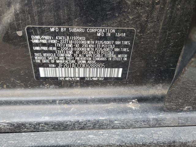 JF2GTACC0KH288805 | 2019 SUBARU CROSSTREK