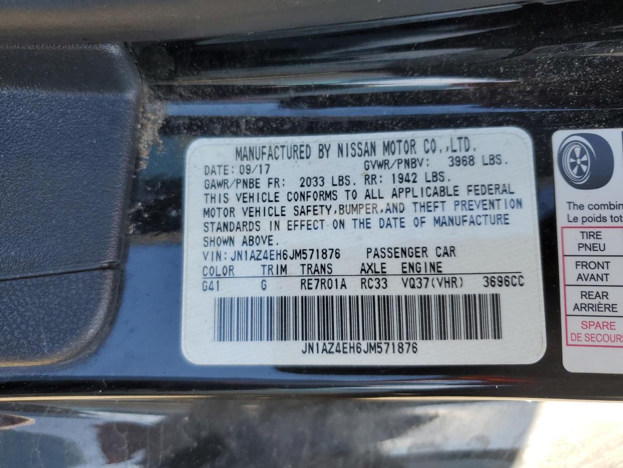 jn1az4eh6jm571876 JN1AZ4EH6JM571876 2018 Nissan 370Z Base