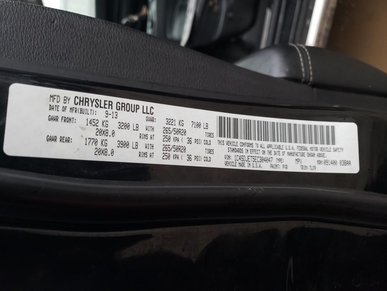 2014 Dodge Durango Citadel vin: 1C4SDJET5EC304047