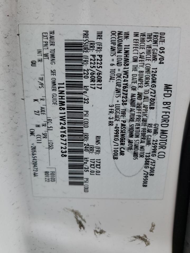 1lnhm81w24y677238 1LNHM81W24Y677238 2004 Lincoln Town Car Executive