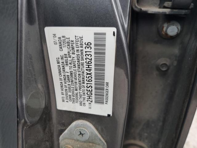 2HGES165X4H623136 2004 Honda Civic Lx