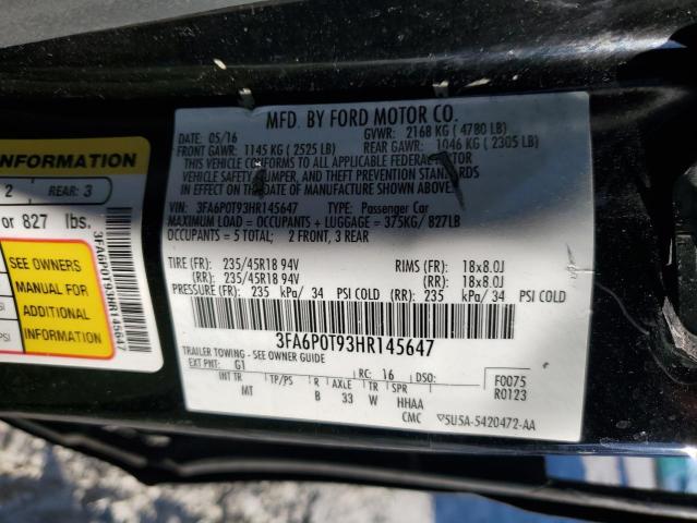 2017 FORD FUSION SE - 3FA6P0T93HR145647