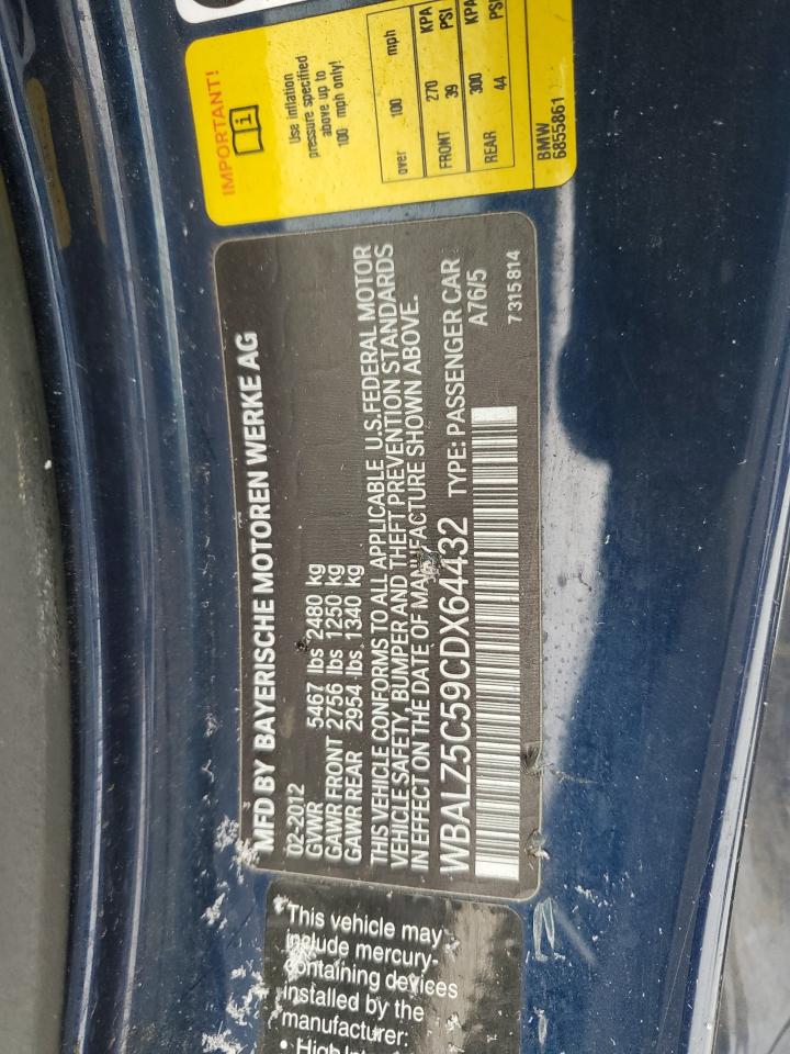 WBALZ5C59CDX64432 2012 BMW 650 Xi WBALZ5C59CDX64432 2012 BMW 650 Xi