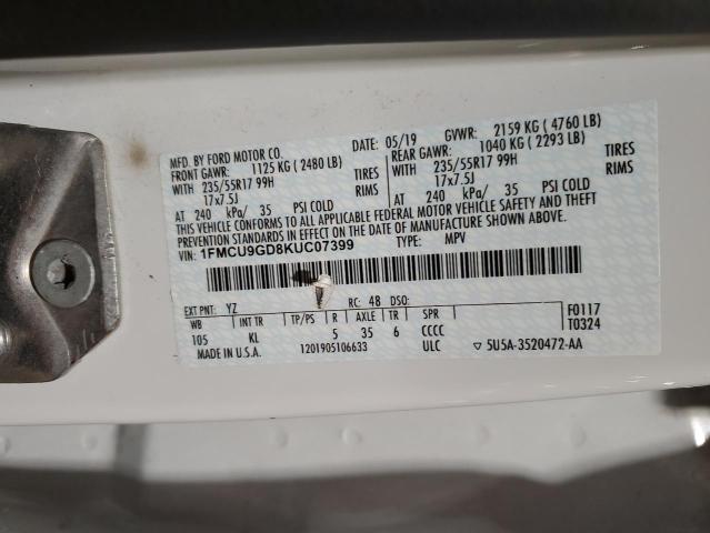 1FMCU9GD8KUC07399 2019 FORD ESCAPE - Image 12