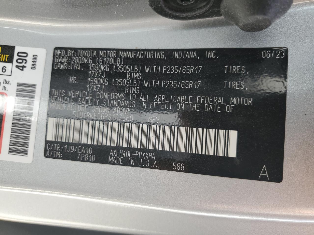 5TDYRKEC6PS167560 2023 Toyota Sienna Xle