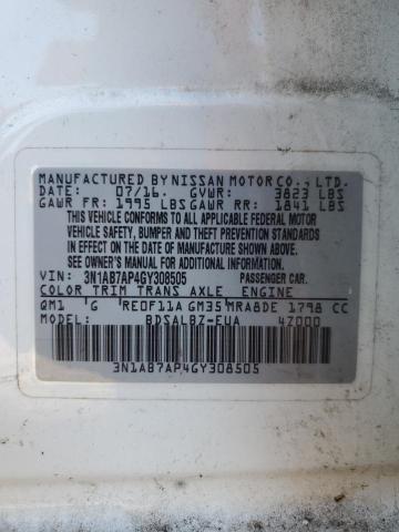 2016 Nissan Sentra S VIN: 3N1AB7AP4GY308505 Lot: 36916234