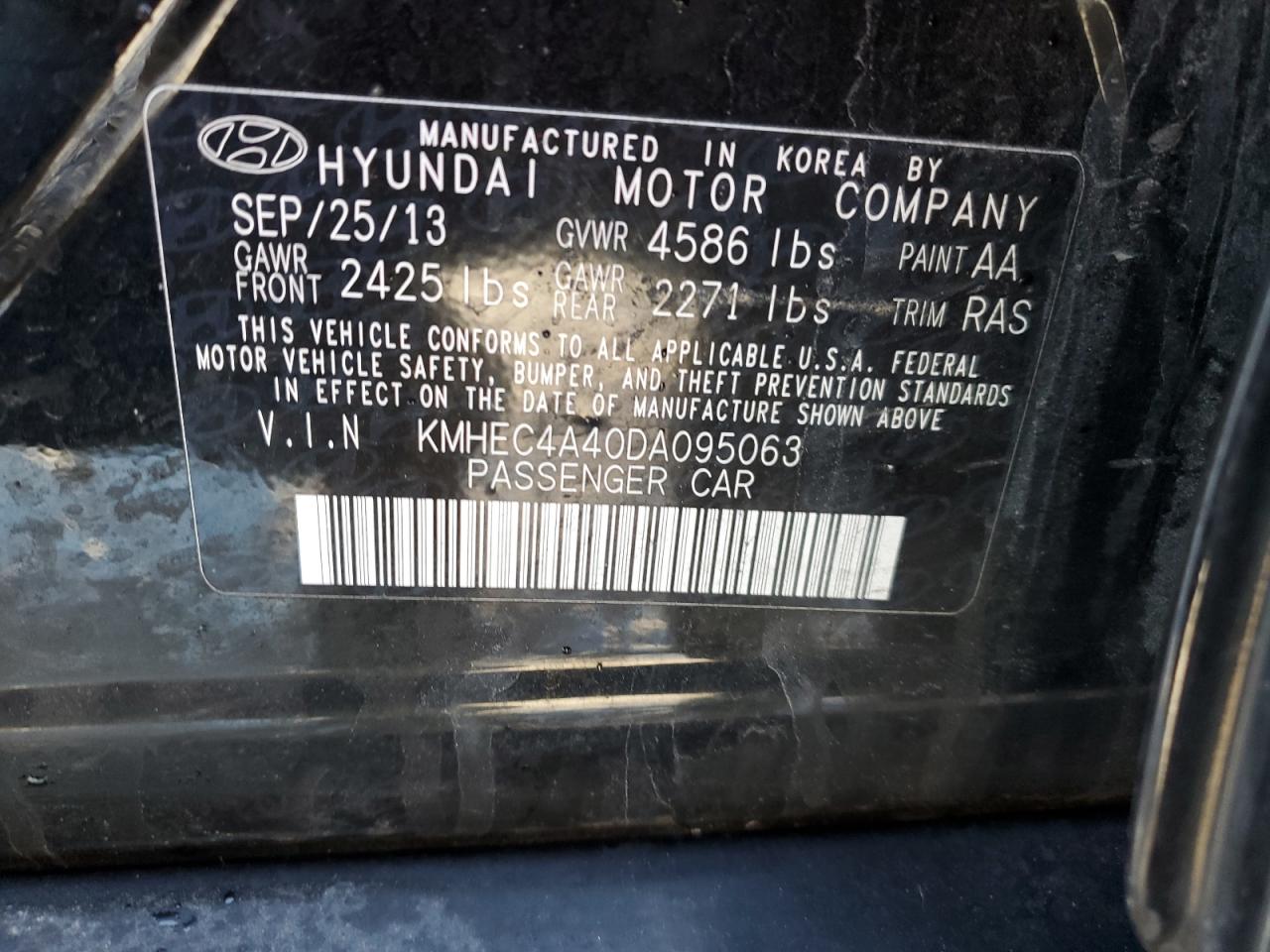 KMHEC4A40DA095063 2013 Hyundai Sonata Hybrid