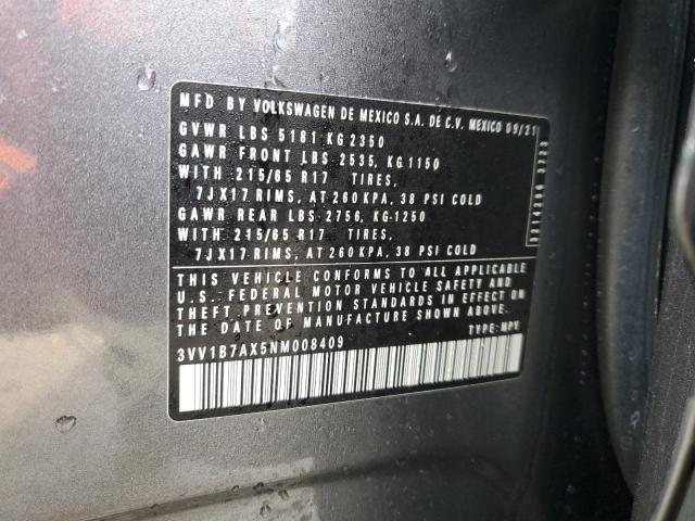 2022 VOLKSWAGEN TIGUAN S - 3VV1B7AX5NM008409