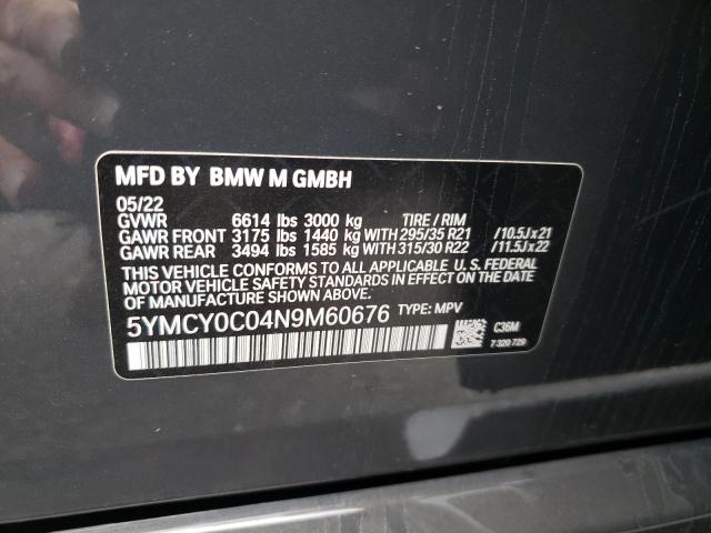 VIN 5YMCY0C04N9M60676 2022 BMW X6, M no.12