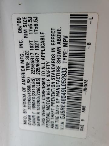2009 Honda Cr-V Ex VIN: 5J6RE48549L052933 Lot: 82942553