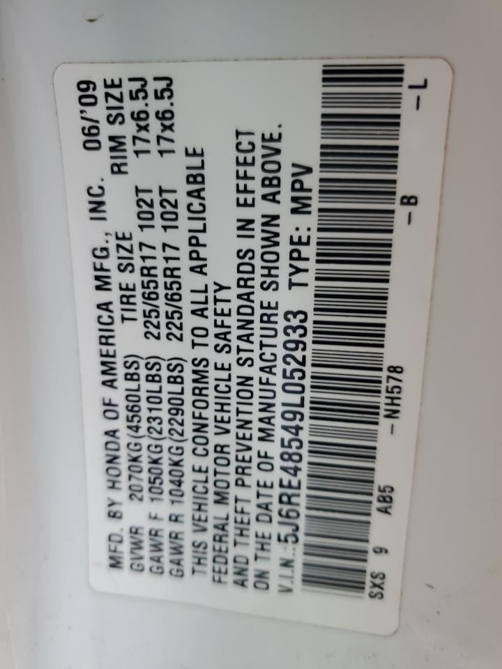 5J6RE48549L052933 2009 Honda Cr-V Ex