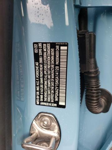 2022 PORSCHE TAYCAN WP0AA2Y15NSA14128