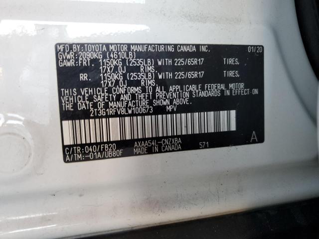 2T3G1RFV8LW100673 | 2020 TOYOTA RAV4 LE