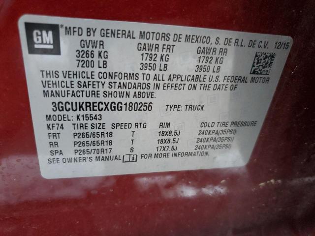 2016 CHEVROLET SILVERADO 3GCUKRECXGG180256