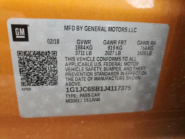 2018 CHEVROLET SONIC LT - 1G1JC6SB1J4117375